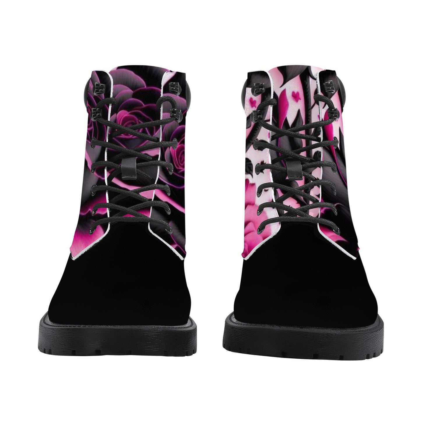 D20 Synthetic Leather Boots Purple Roses Home-clothes-jewelry