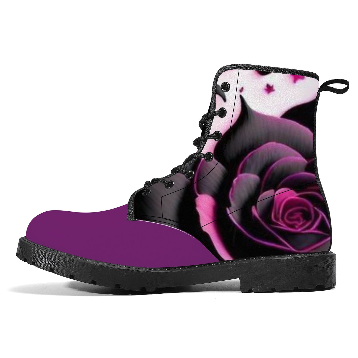 D41 Synthetic Leather Boots Purple Roses Home-clothes-jewelry