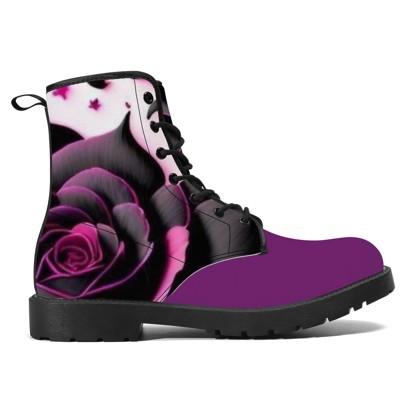 D41 Synthetic Leather Boots Purple Roses Home-clothes-jewelry