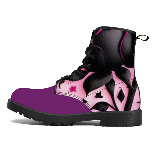 D41 Synthetic Leather Boots Purple Roses Home-clothes-jewelry