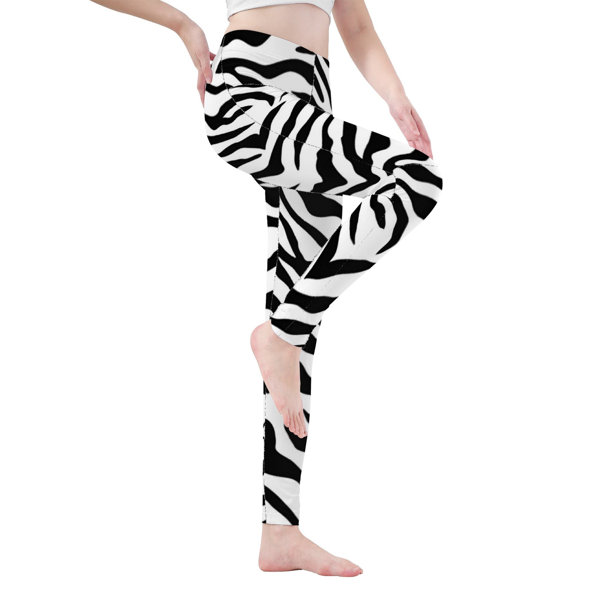 D48 All-Over Print Yoga Leggings Black And White Tiger decoration Home-clothes-jewelry