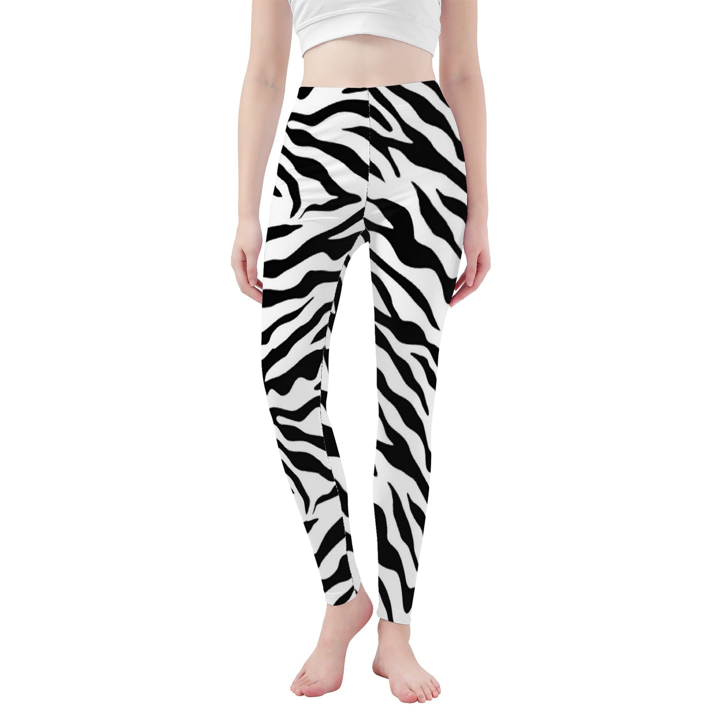 D48 All-Over Print Yoga Leggings Black And White Tiger decoration Home-clothes-jewelry