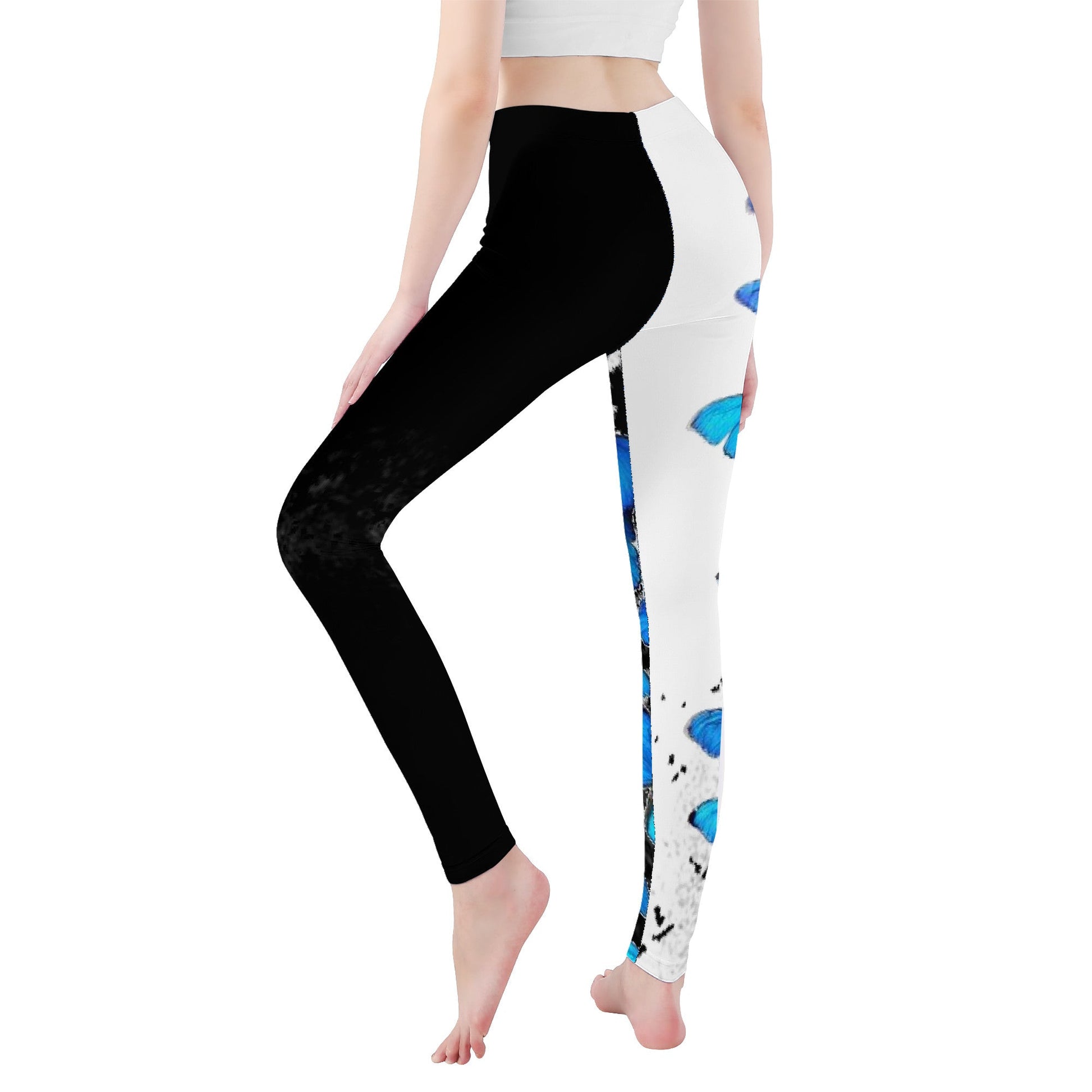 D48 All-Over Print Yoga Leggings Butterflies on black and white Home-clothes-jewelry