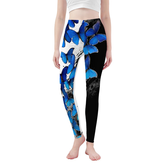 D48 All-Over Print Yoga Leggings Butterflies on black and white Home-clothes-jewelry