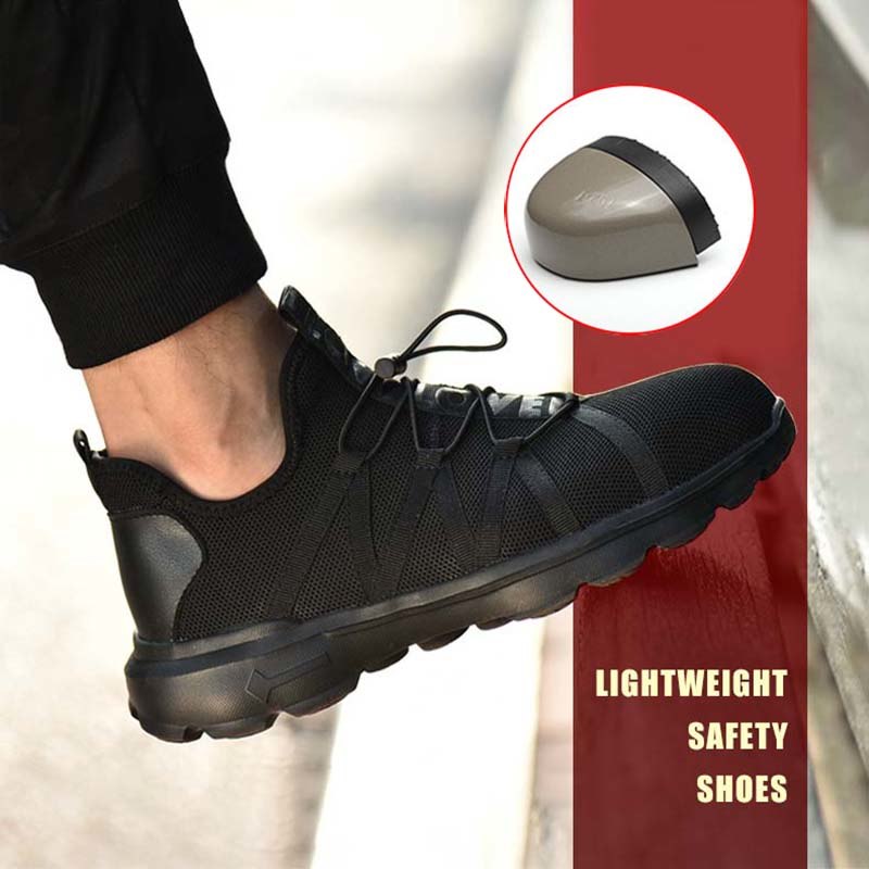 Men Steel Toe Safety Work Shoes Breathable Sneakers Anti Smashing Slip Resistant Industrial Boots Wearable Protection Footwear
