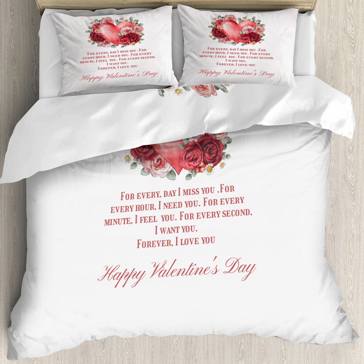 Duvet Cover 3-Piece Set (Double-Sided Printing) Happy Valentine's Day Home-clothes-jewelry