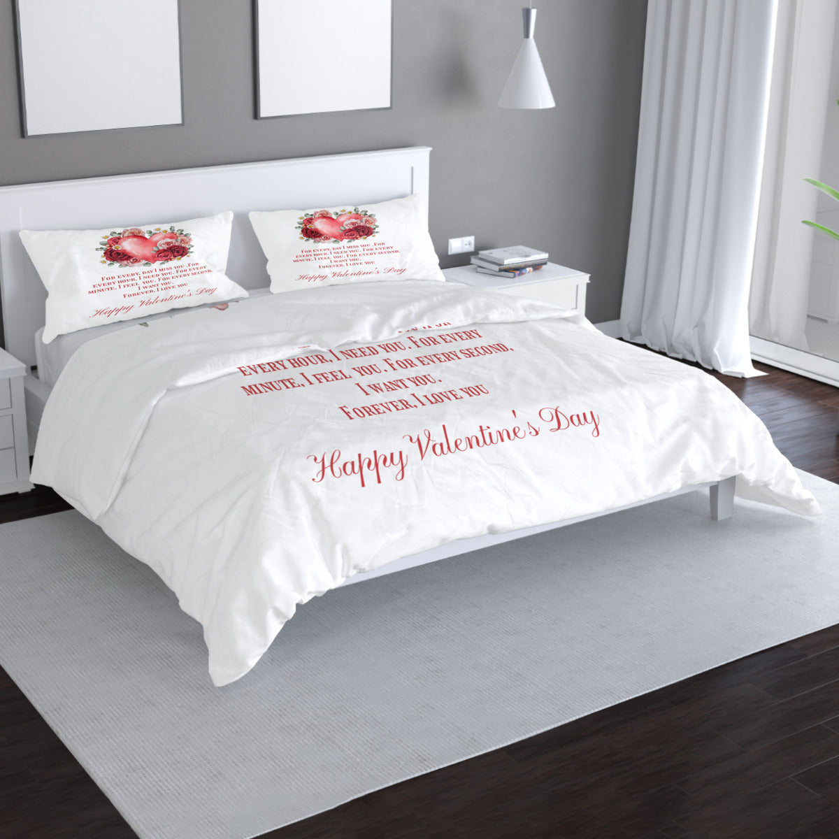 Duvet Cover 3-Piece Set (Double-Sided Printing) Happy Valentine's Day Home-clothes-jewelry