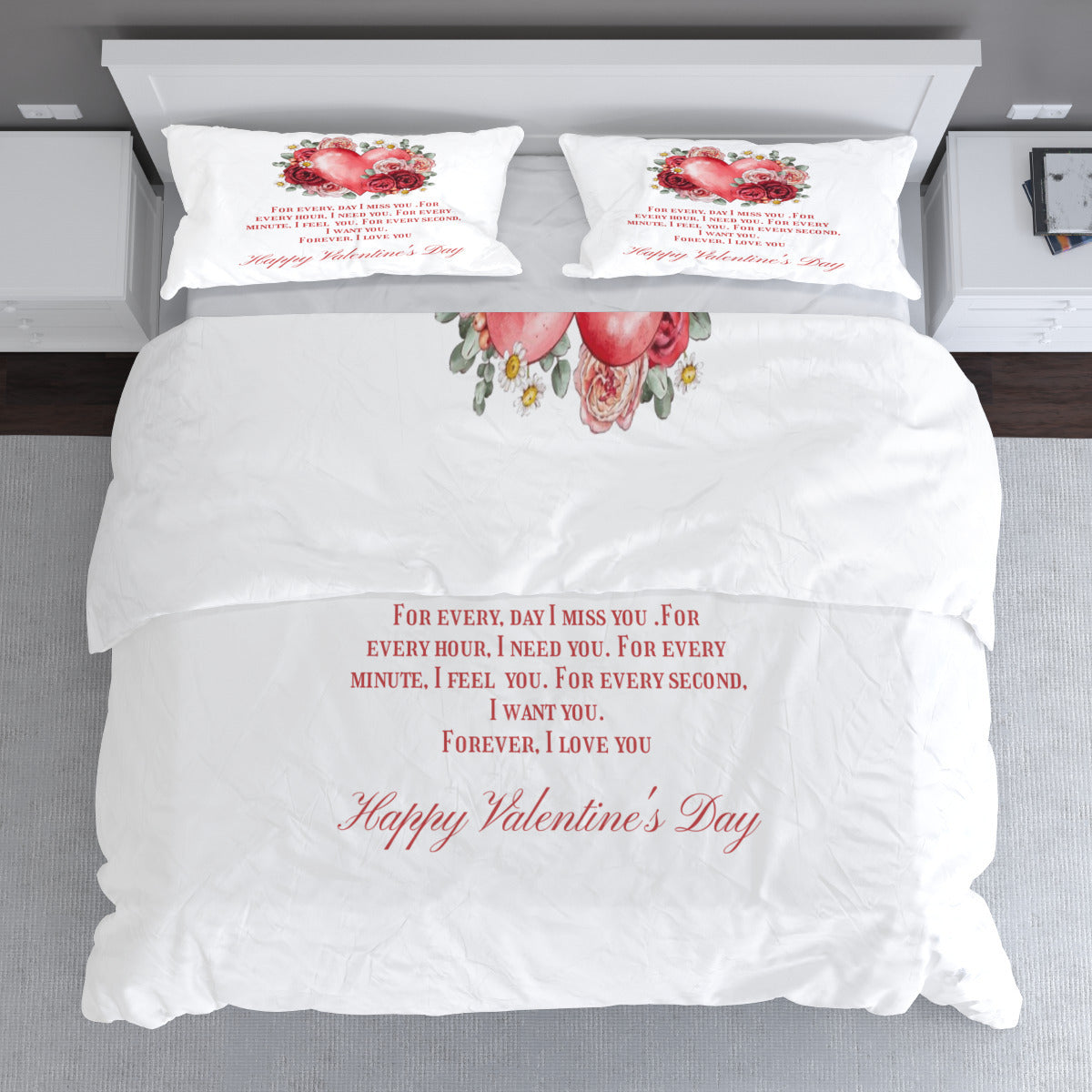 Duvet Cover 3-Piece Set (Double-Sided Printing) Happy Valentine's Day Home-clothes-jewelry