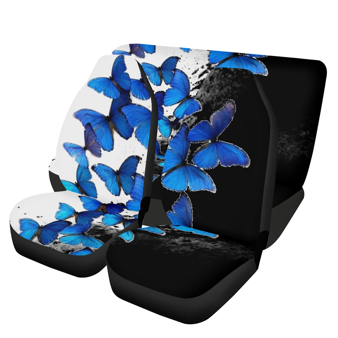 F9 Car Seat Cover Set Butterflies on black and white Home-clothes-jewelry