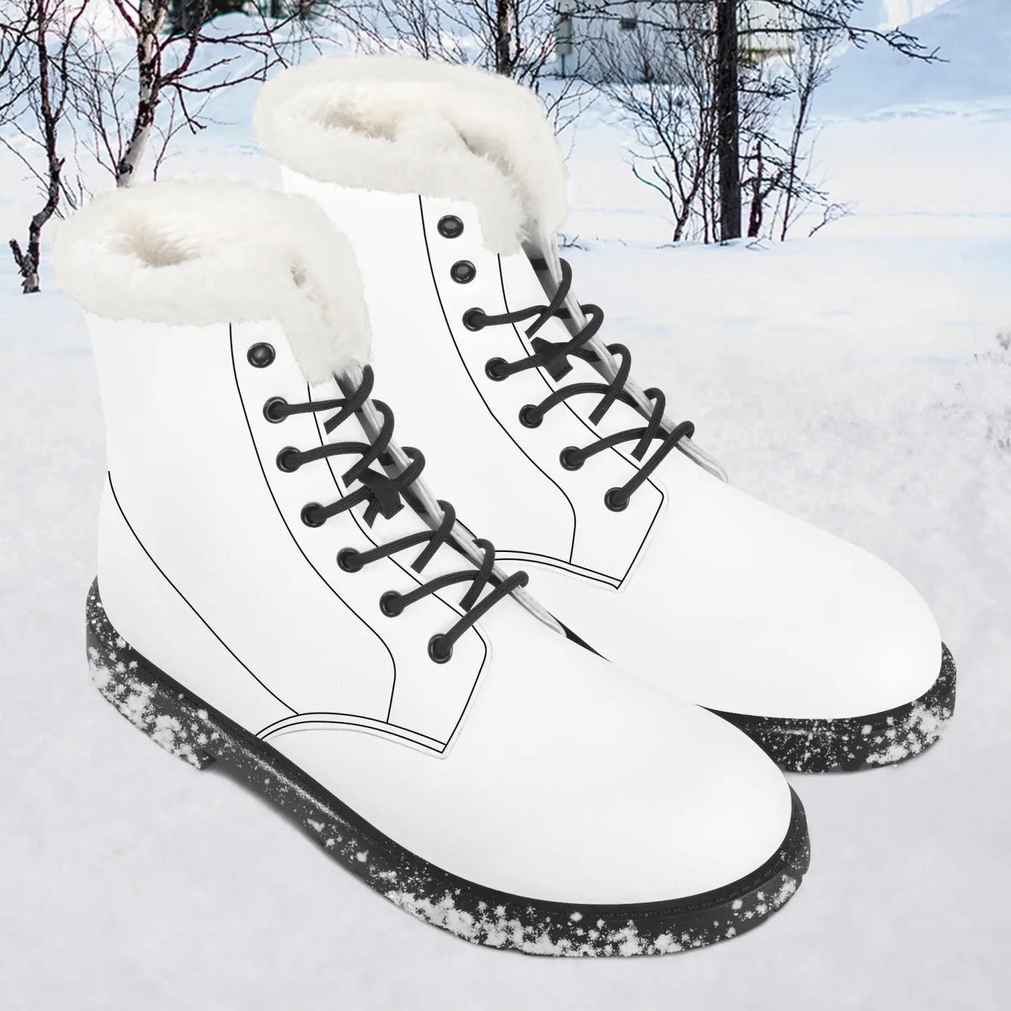 Faux Fur Leather Boots snow white Home-clothes-jewelry