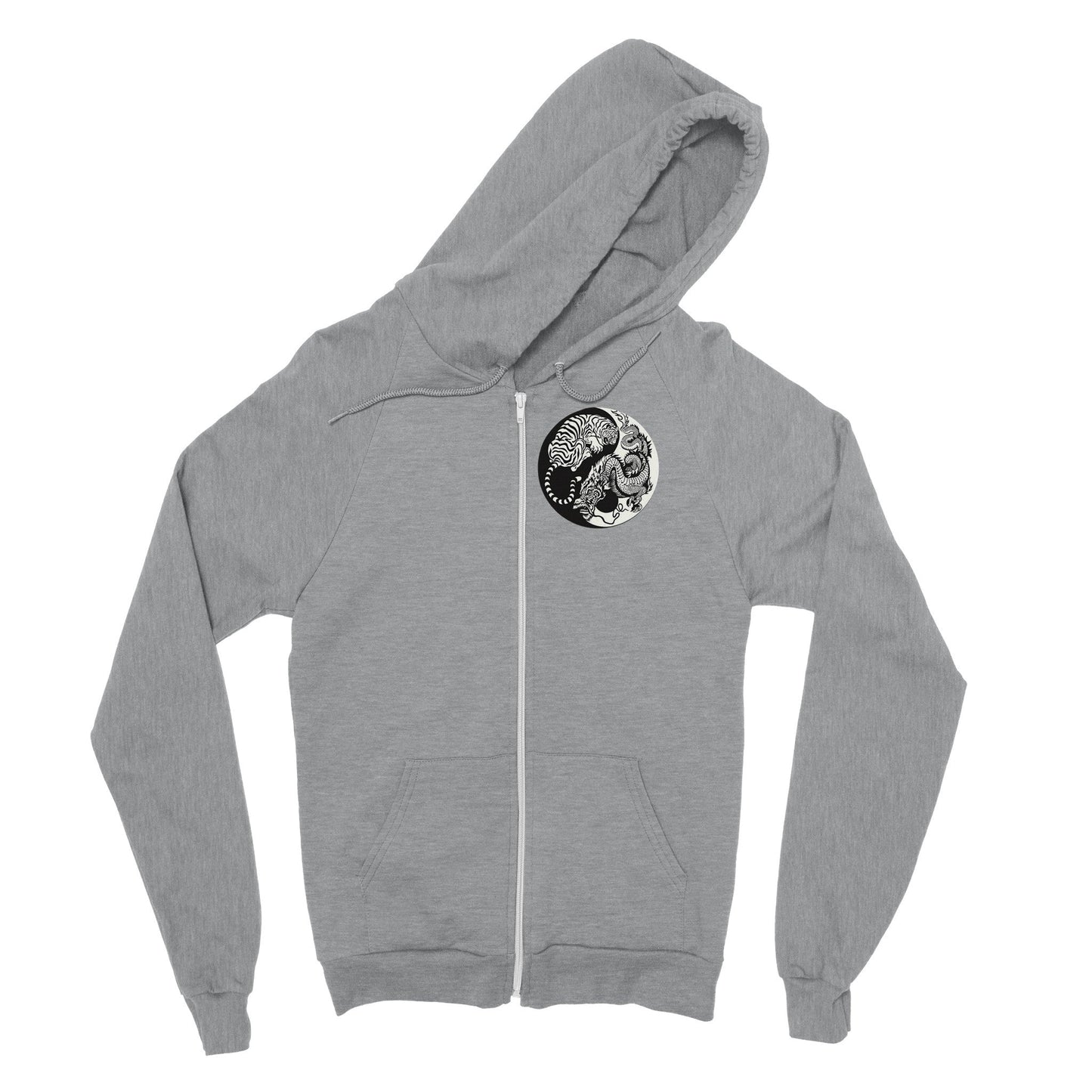 Fierce and Mythical: Embrace the Power with the Classic Unisex Zip Hoodie Tiger and Dragon! Home-clothes-jewelry