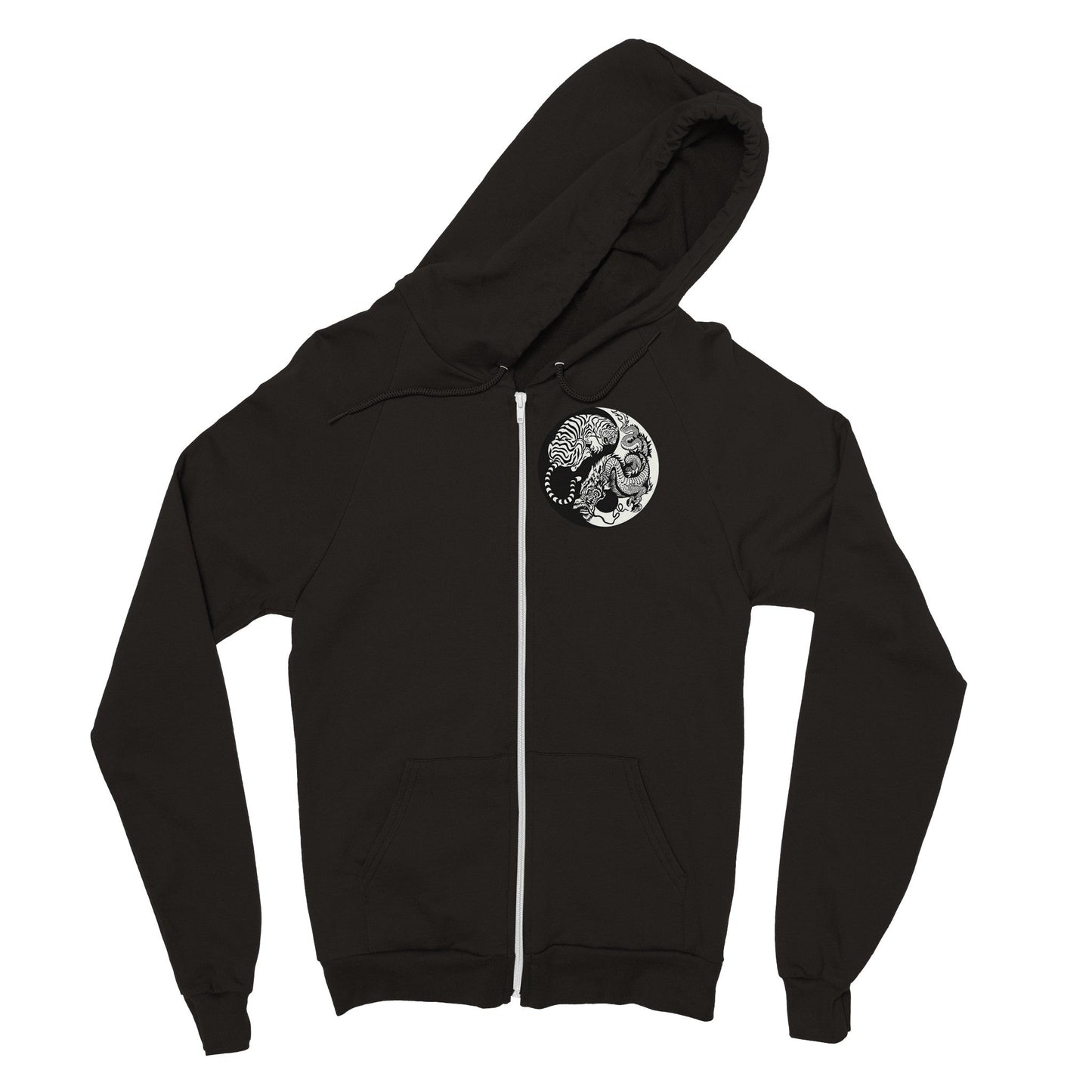 Fierce and Mythical: Embrace the Power with the Classic Unisex Zip Hoodie Tiger and Dragon! Home-clothes-jewelry