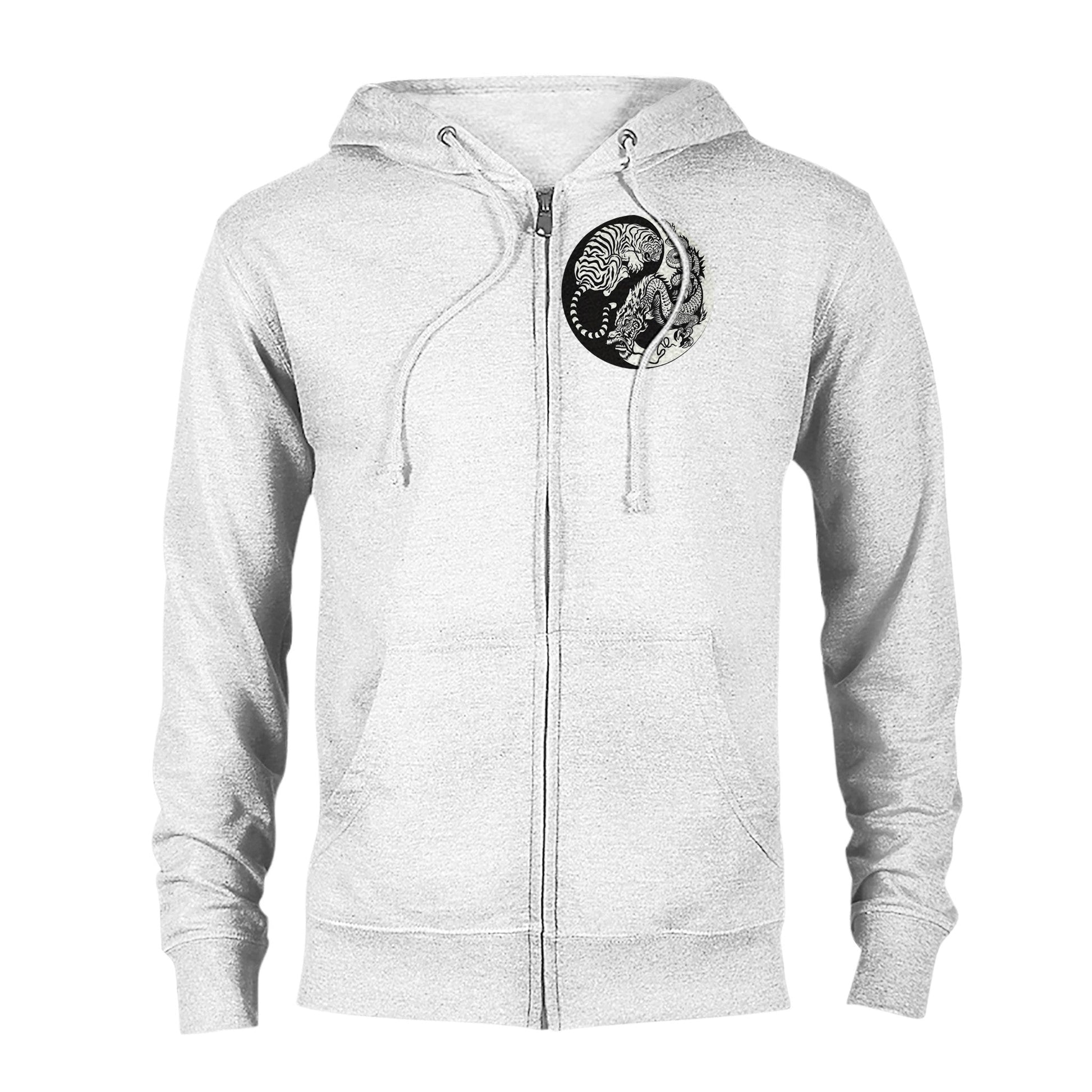 Fierce and Mythical: Embrace the Power with the Classic Unisex Zip Hoodie Tiger and Dragon! Home-clothes-jewelry