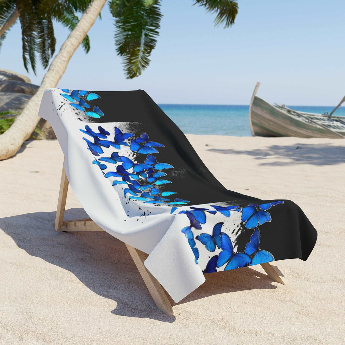 Flying Monochromatic Splendor: The Art of Beach Towel Butterflies in Black and White Home-clothes-jewelry