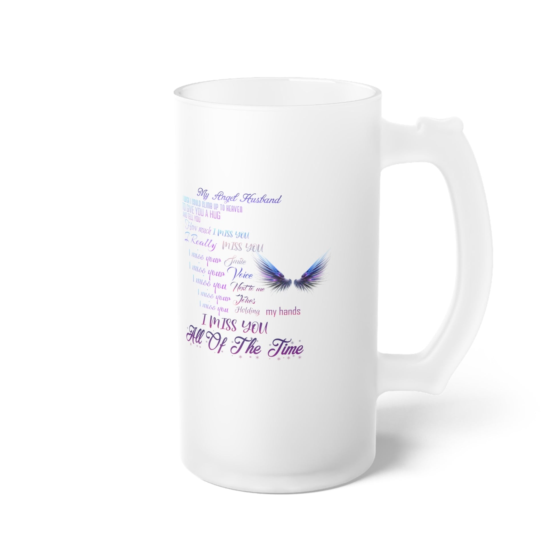 Frosted Glass Beer Mug I miss you my Angel Husband Home-clothes-jewelry