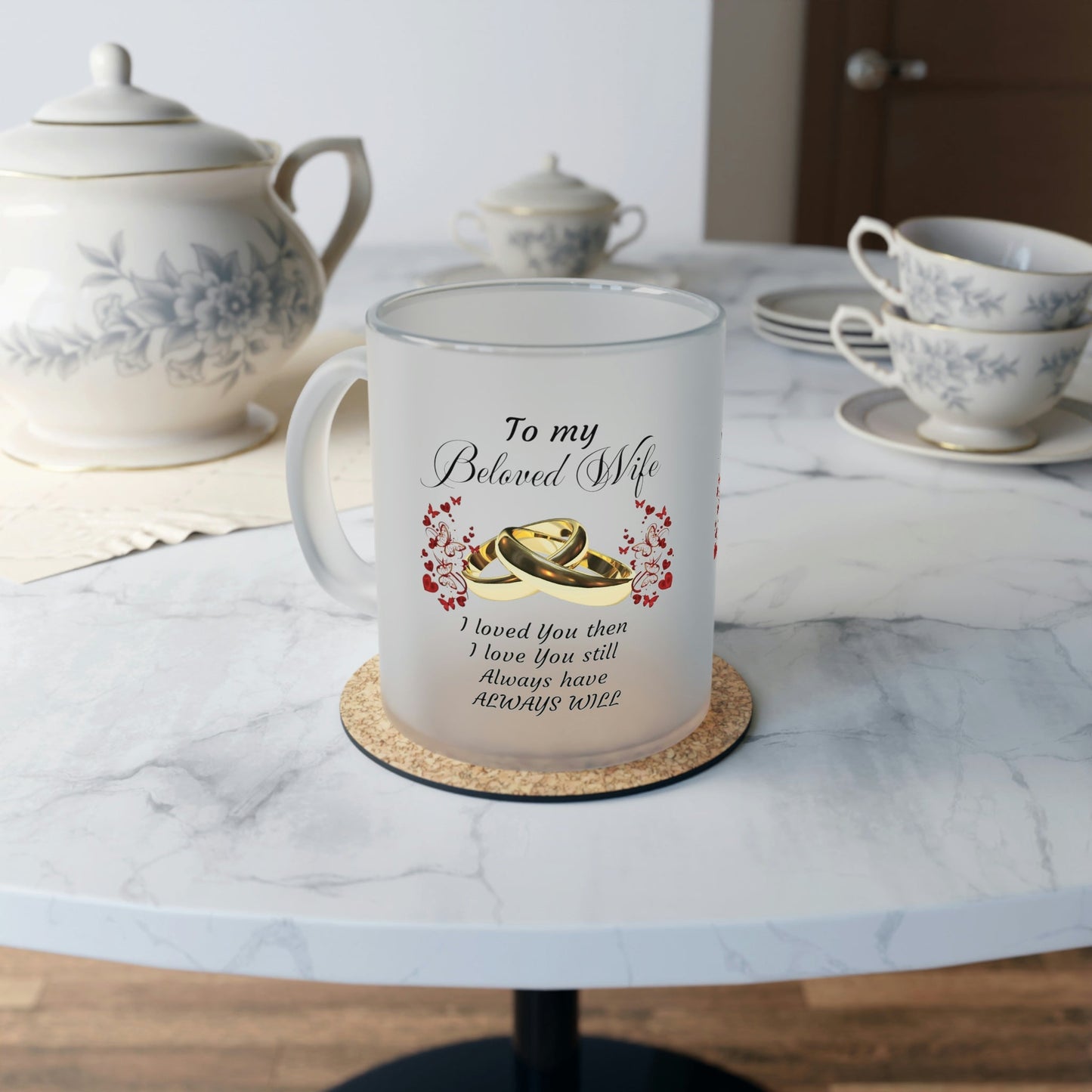 Frosted Glass Mug, To my Beloved Wife, Valentine's day, Gift ,Wedding, Anniversary, Birthday Home-clothes-jewelry