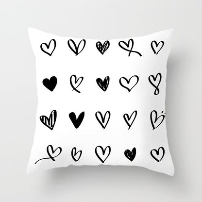 Geometric Cushion Cover Black and White Polyester Throw Pillow Case Striped Dotted Grid Triangular Geometric Art Cushion Cover Home-clothes-jewelry