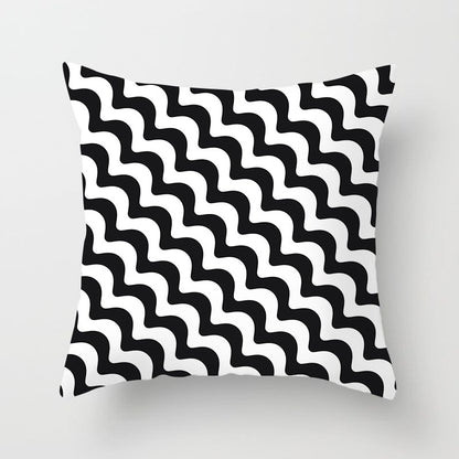 Geometric Cushion Cover Black and White Polyester Throw Pillow Case Striped Dotted Grid Triangular Geometric Art Cushion Cover Home-clothes-jewelry