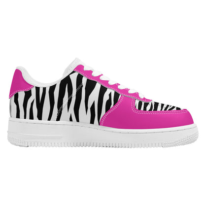 Low Top Unisex Sneakers Tiger decoration with pink