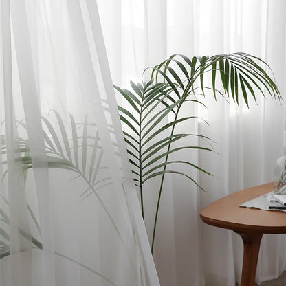 White Tulle Curtains for Living Room Decoration Modern Chiffon Solid Sheer Voile Kitchen Curtain