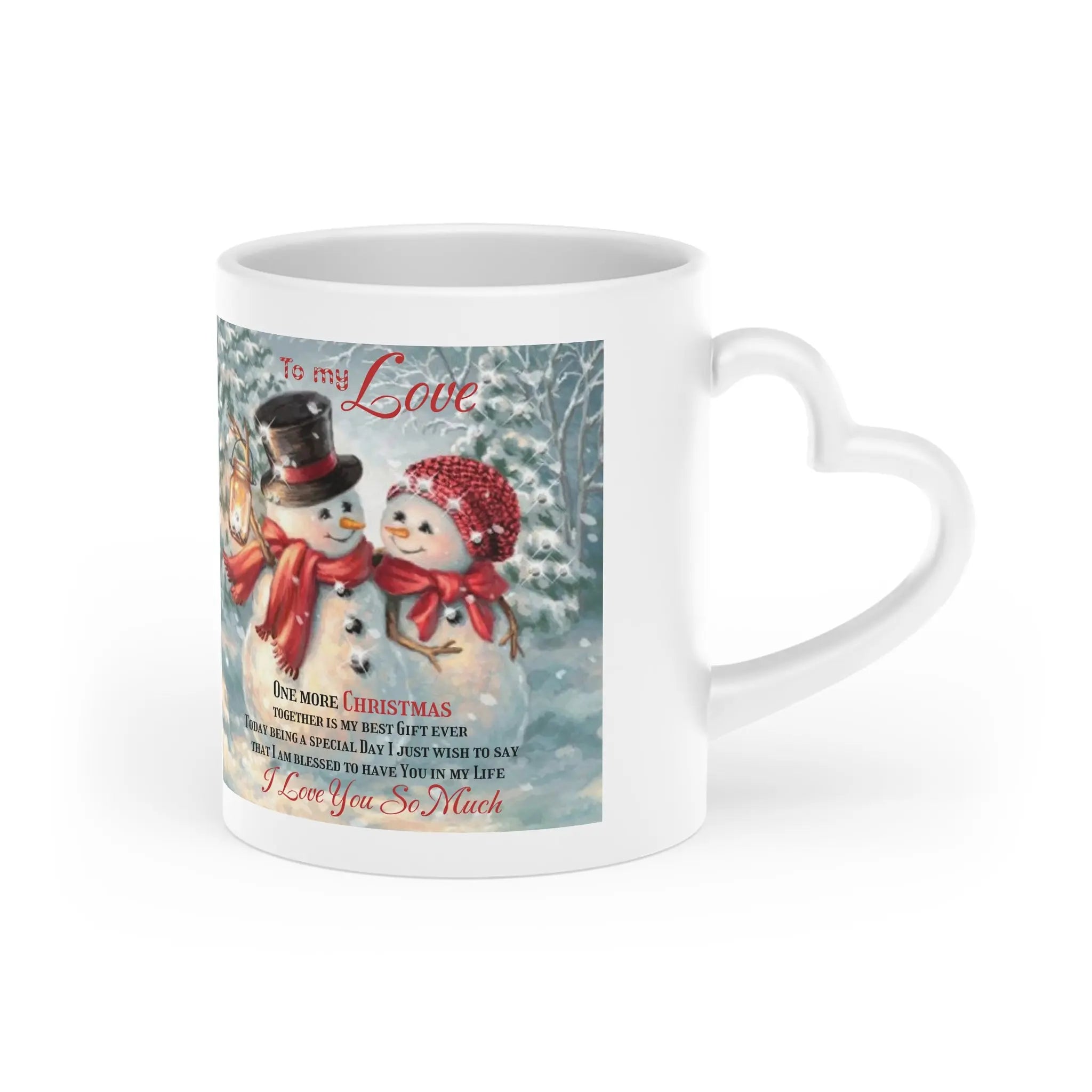 Heart-Shaped Mug Snowmen Decoration One more Christmas together Home-clothes-jewelry