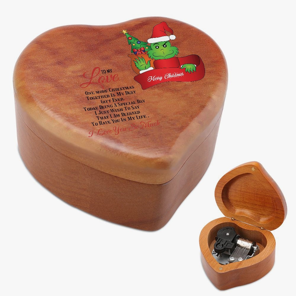 Heart Shaped Wooden Music Box I love you, Merry Christmas Home-clothes-jewelry