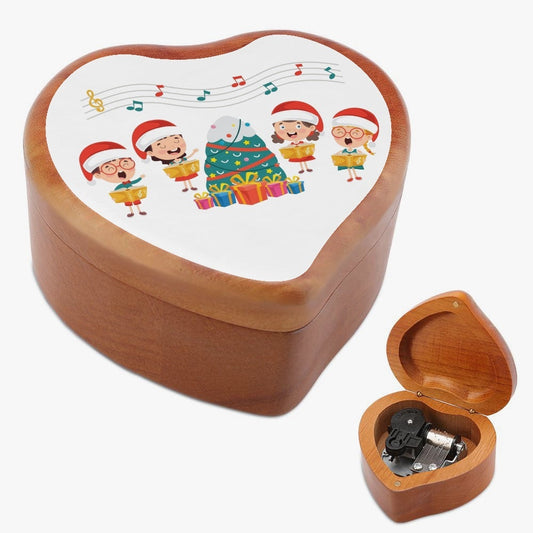 Heart Shaped Wooden Music Box Singing Christmas songs Home-clothes-jewelry