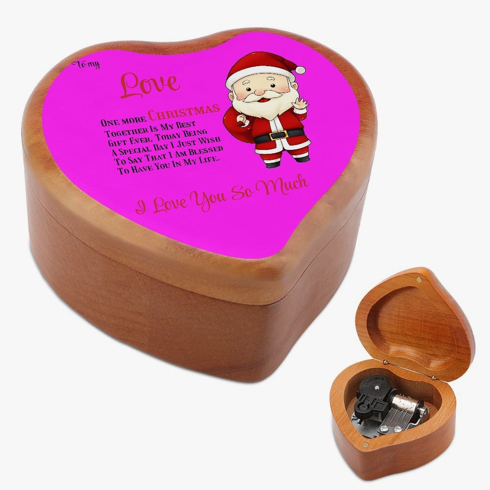 Heart Shaped Wooden Music Box To my Love One more Christmas together Home-clothes-jewelry