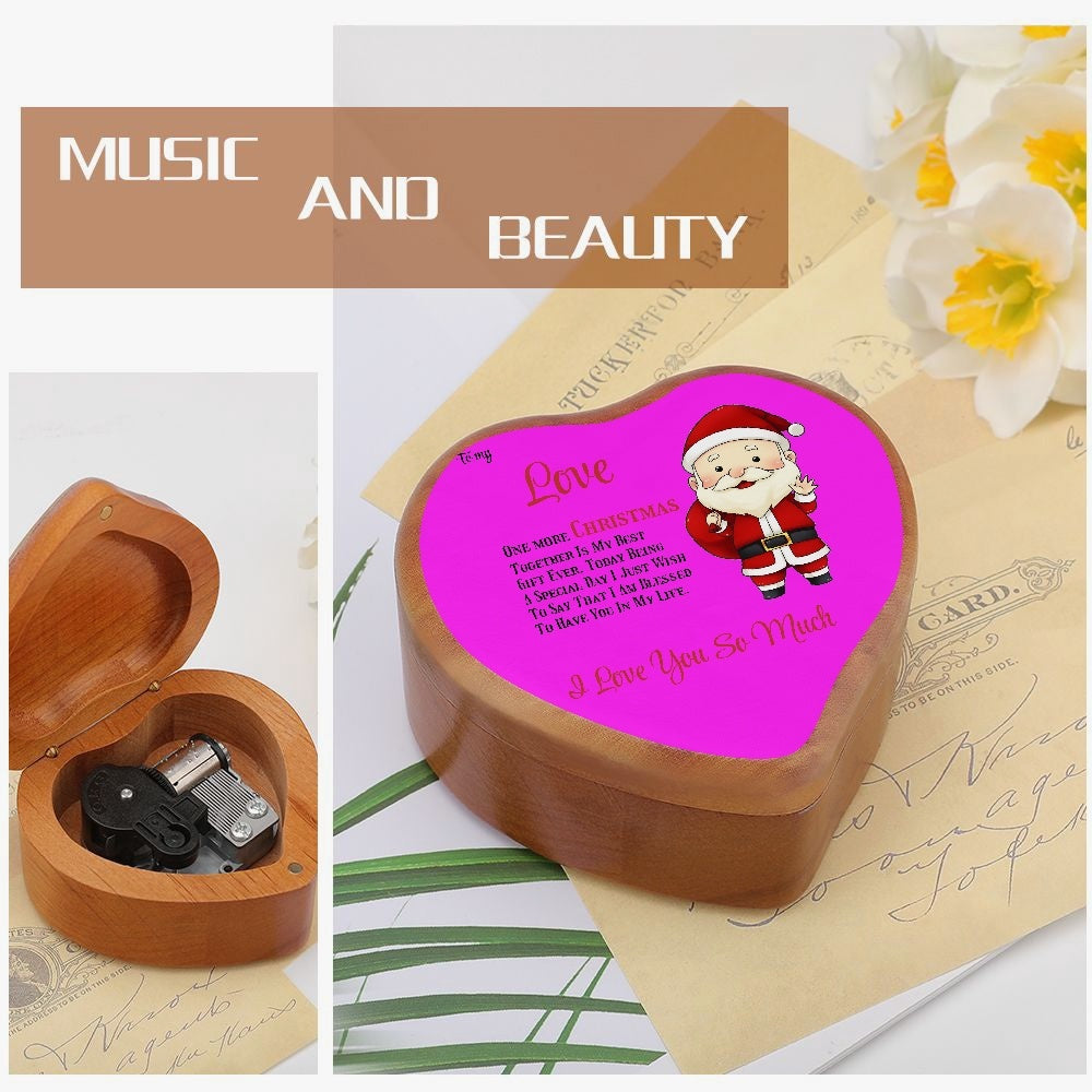 Heart Shaped Wooden Music Box To my Love One more Christmas together Home-clothes-jewelry