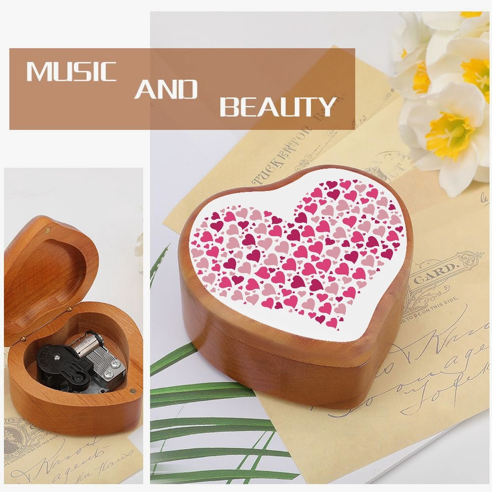 Heart Shaped Wooden Music Box with hearts Home-clothes-jewelry