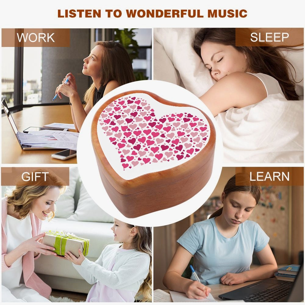 Heart Shaped Wooden Music Box with hearts Home-clothes-jewelry