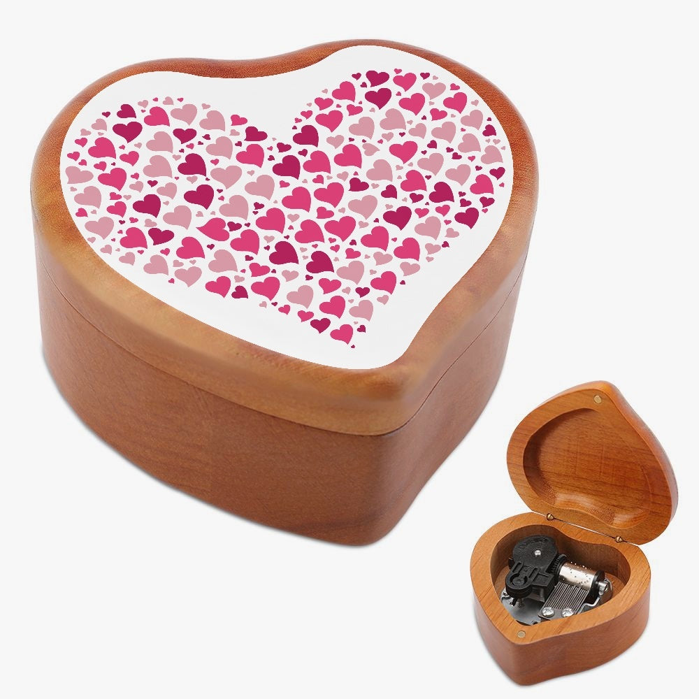 Heart Shaped Wooden Music Box with hearts Home-clothes-jewelry