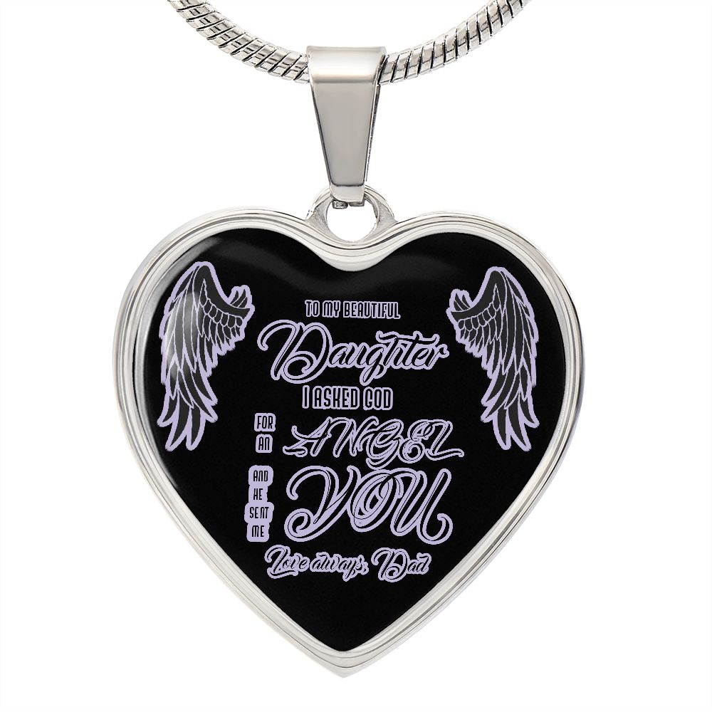 Heart necklace, To my beautiful Daughter, Love always, Dad Home-clothes-jewelry