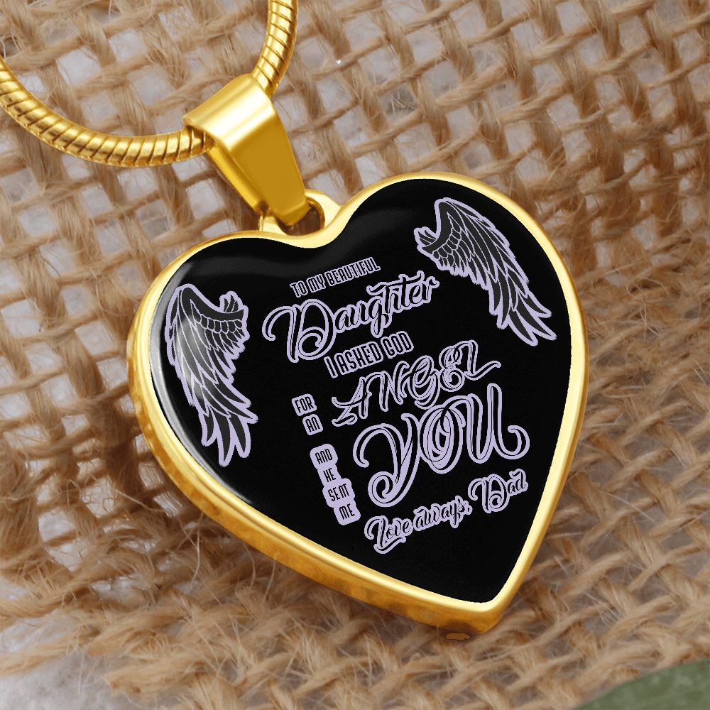 Heart necklace, To my beautiful Daughter, Love always, Dad Home-clothes-jewelry