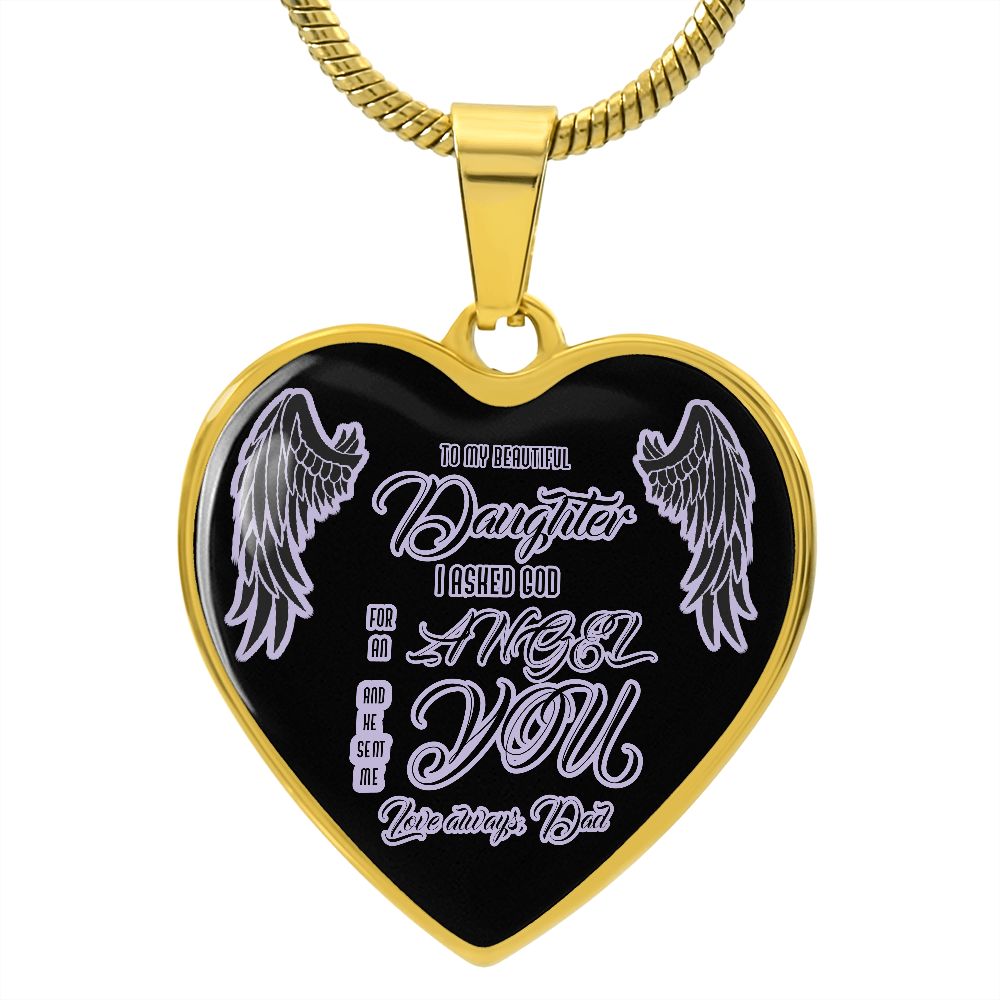 Heart necklace, To my beautiful Daughter, Love always, Dad Home-clothes-jewelry