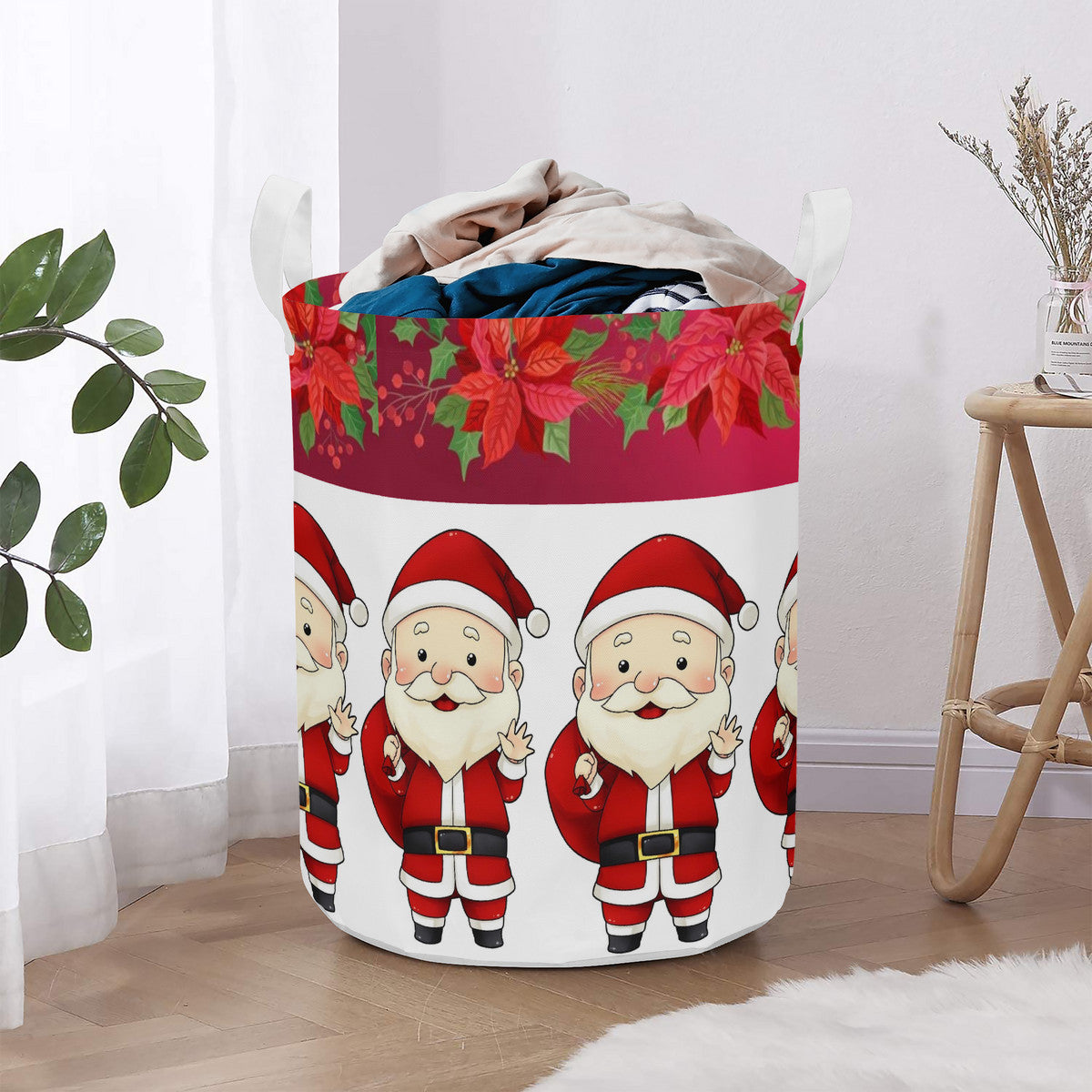 Round Laundry Basket Santa Claus Christmas decoration