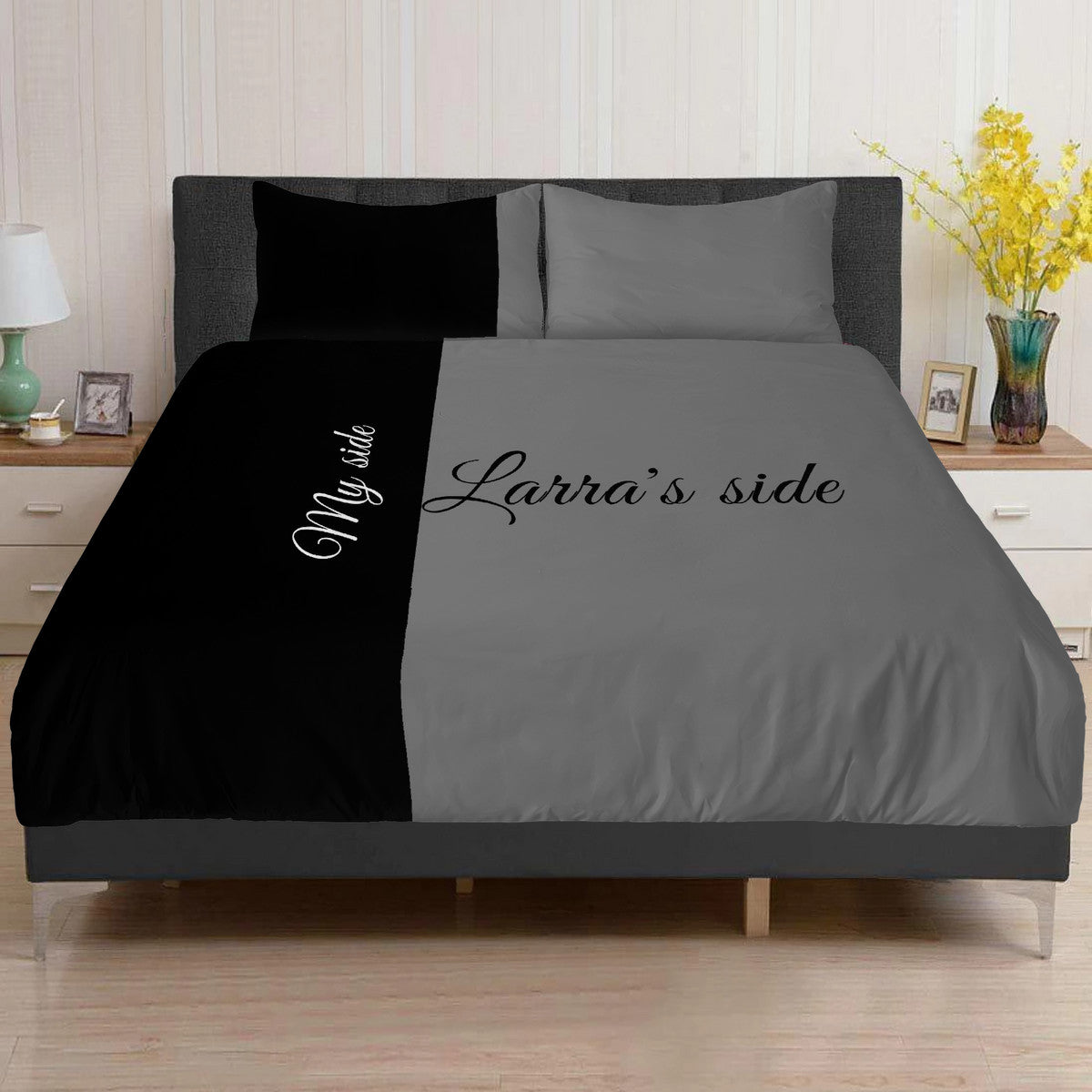 Bedding Customized Black Grey - HomeClothesJewelry