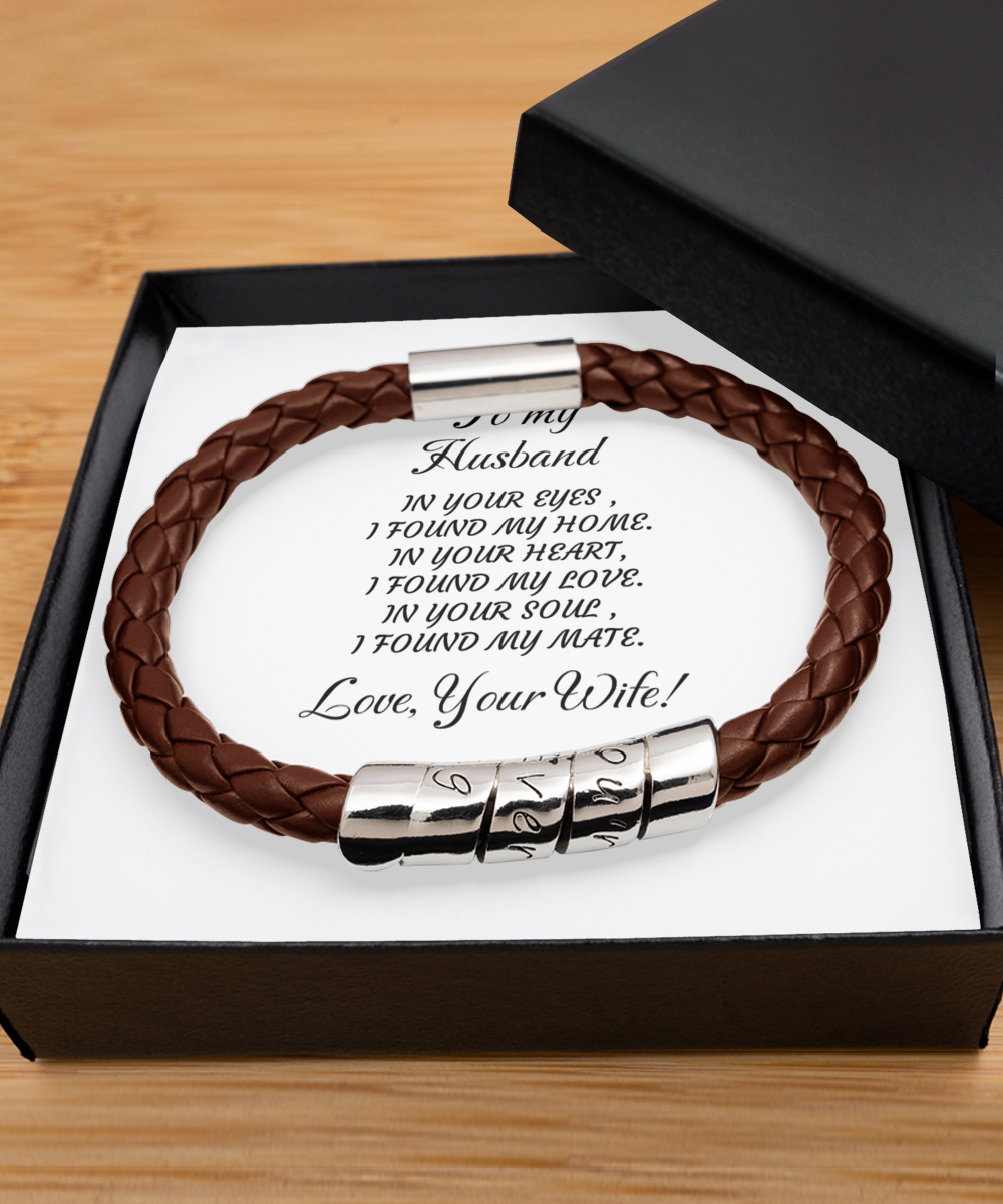 Leather Men's Bracelet, To my Husband Home-clothes-jewelry