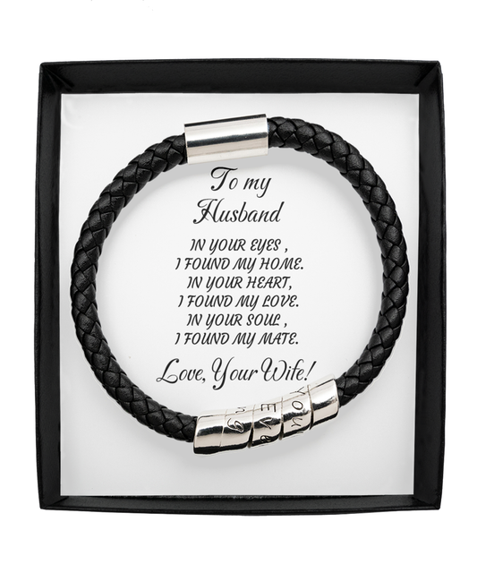 Leather Men's Bracelet, To my Husband Home-clothes-jewelry