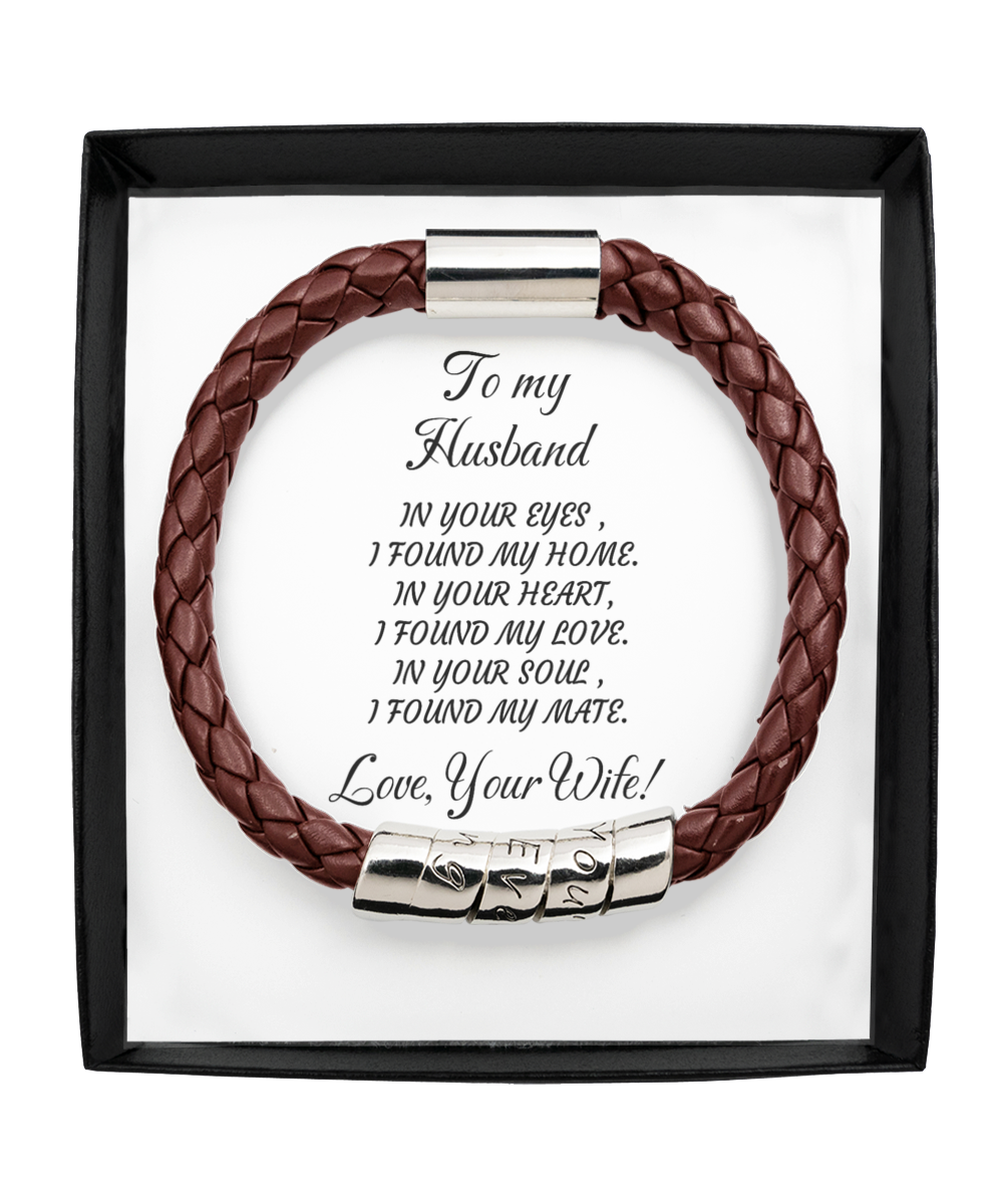 Leather Men's Bracelet, To my Husband Home-clothes-jewelry