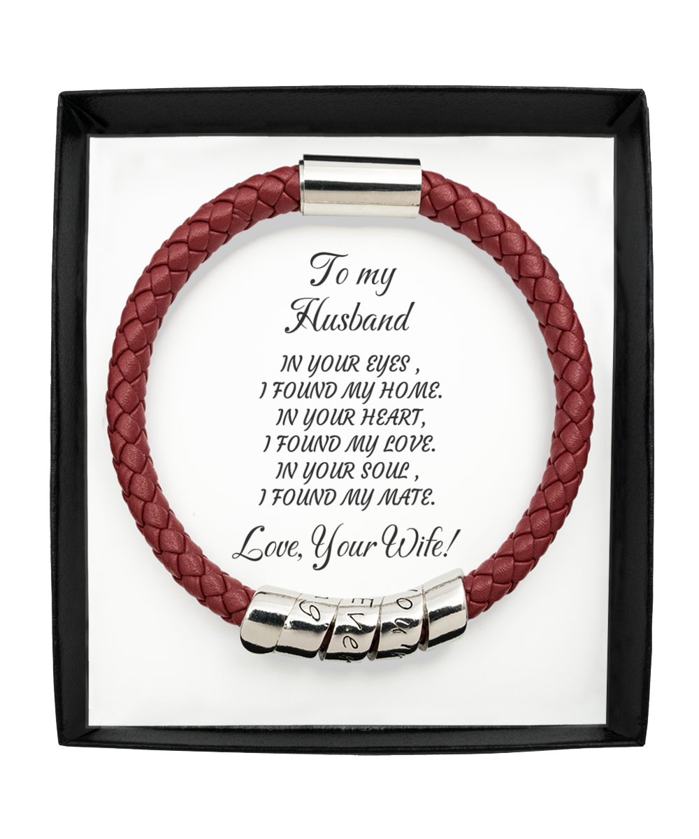 Leather Men's Bracelet, To my Husband Home-clothes-jewelry