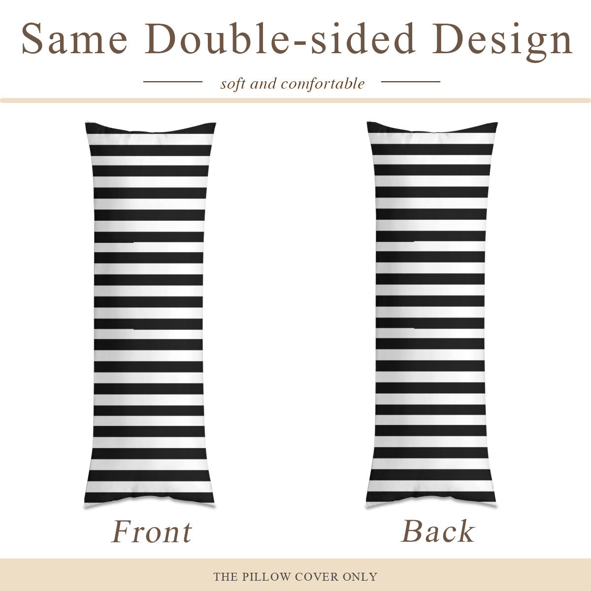 Long Pillow Cover Double-Sided Design stripes black and white Home-clothes-jewelry