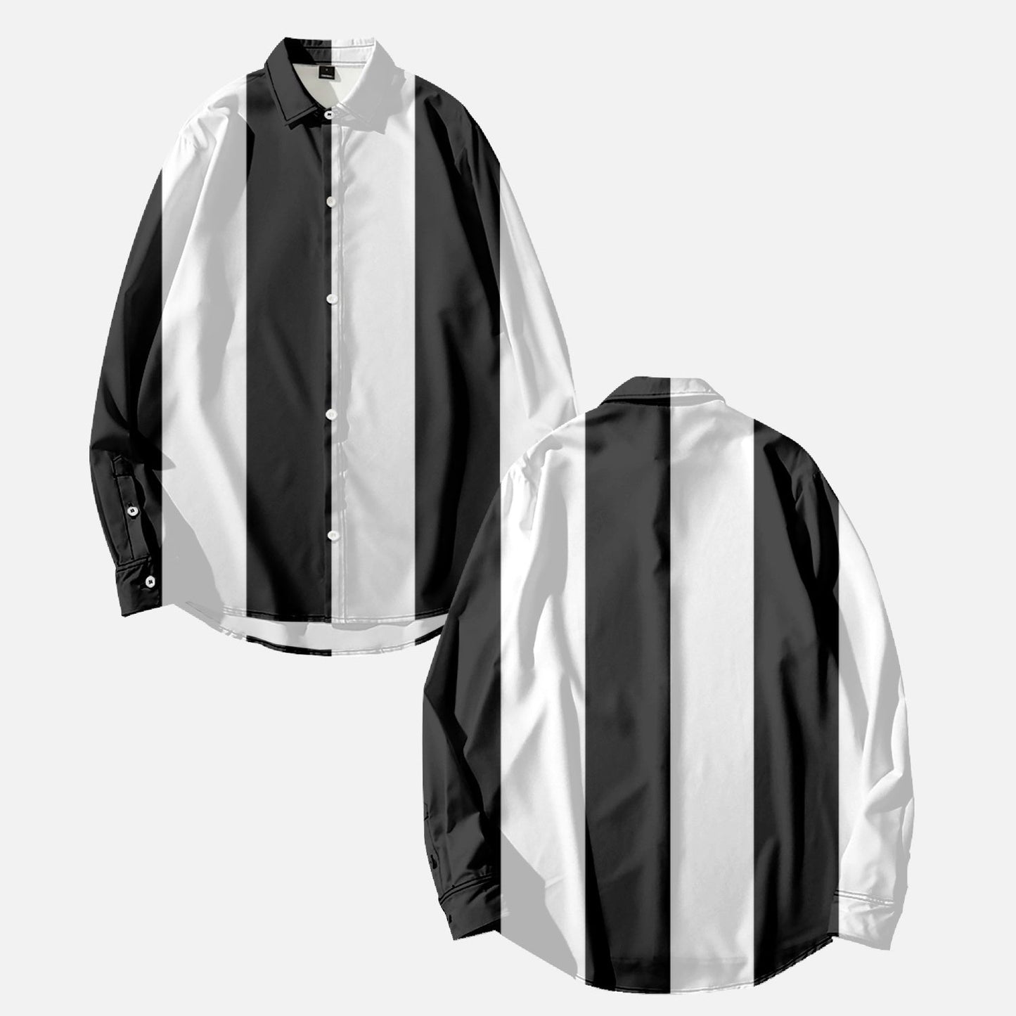 Long Sleeve Shirts Black and white stripes Home-clothes-jewelry