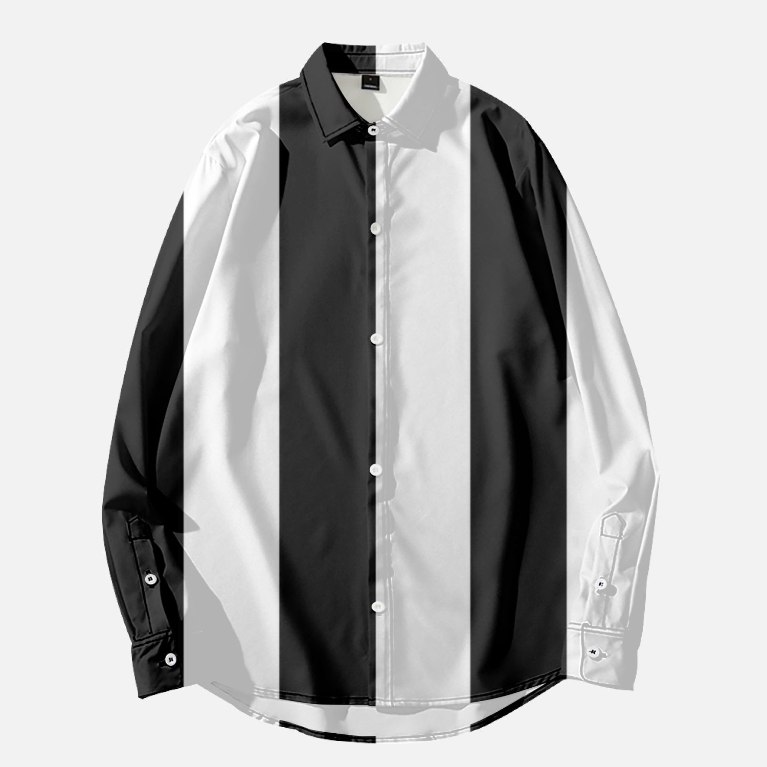 Long Sleeve Shirts Black and white stripes Home-clothes-jewelry