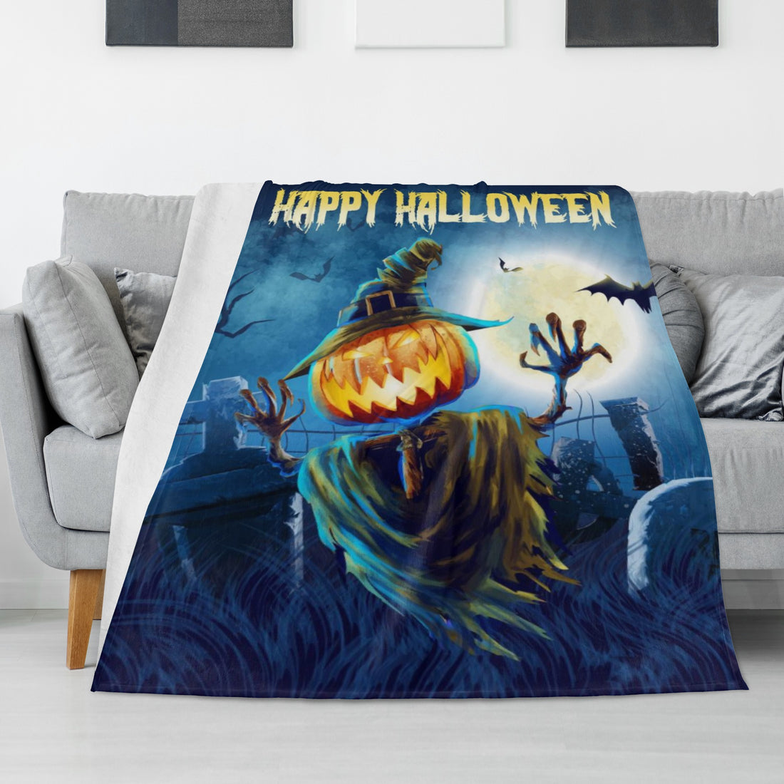 Long Vertical Flannel Breathable Blanket 4 Sizes Halloween