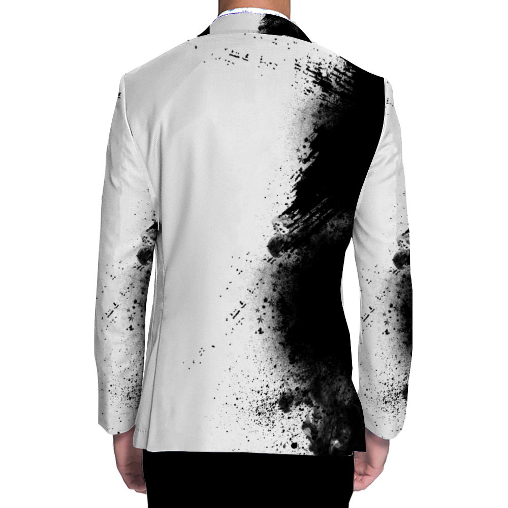 Men Casual Suit Blazer Coat Fashion Light Coat Black White abstract Home-clothes-jewelry