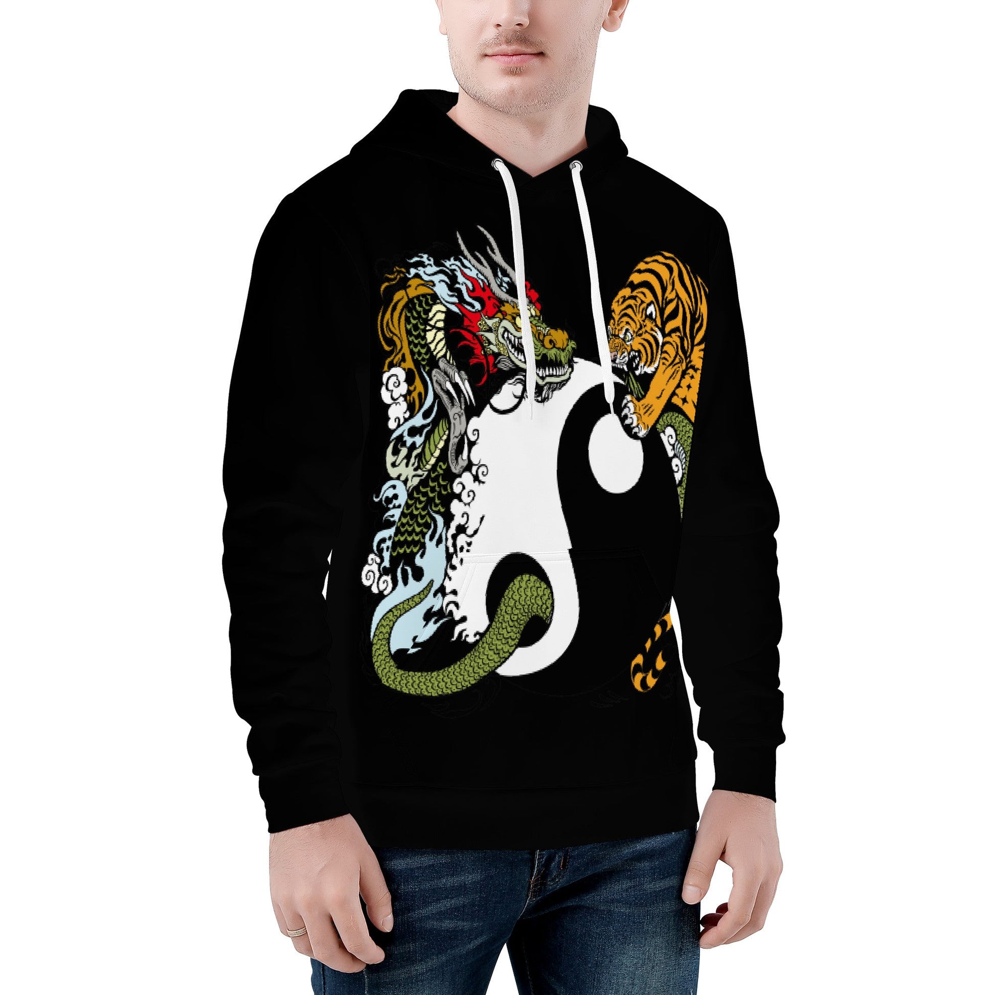 Men's All Over Print Hoodie Tiger and Dragon Home-clothes-jewelry