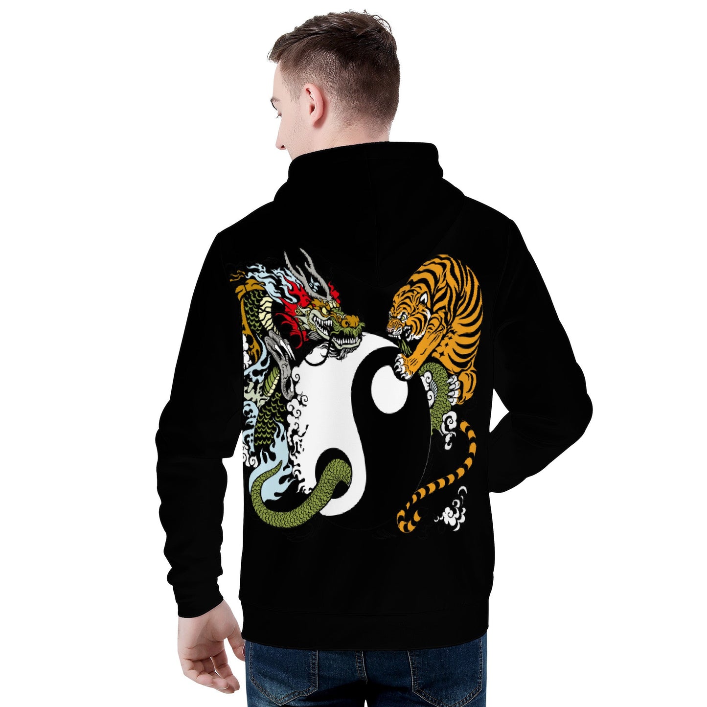 Men's All Over Print Hoodie Tiger and Dragon Home-clothes-jewelry