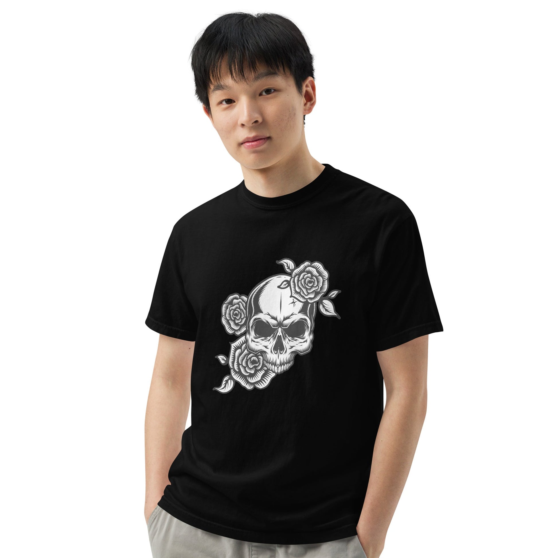 Men’s garment-dyed heavyweight t-shirt Skul with Roses Home-clothes-jewelry