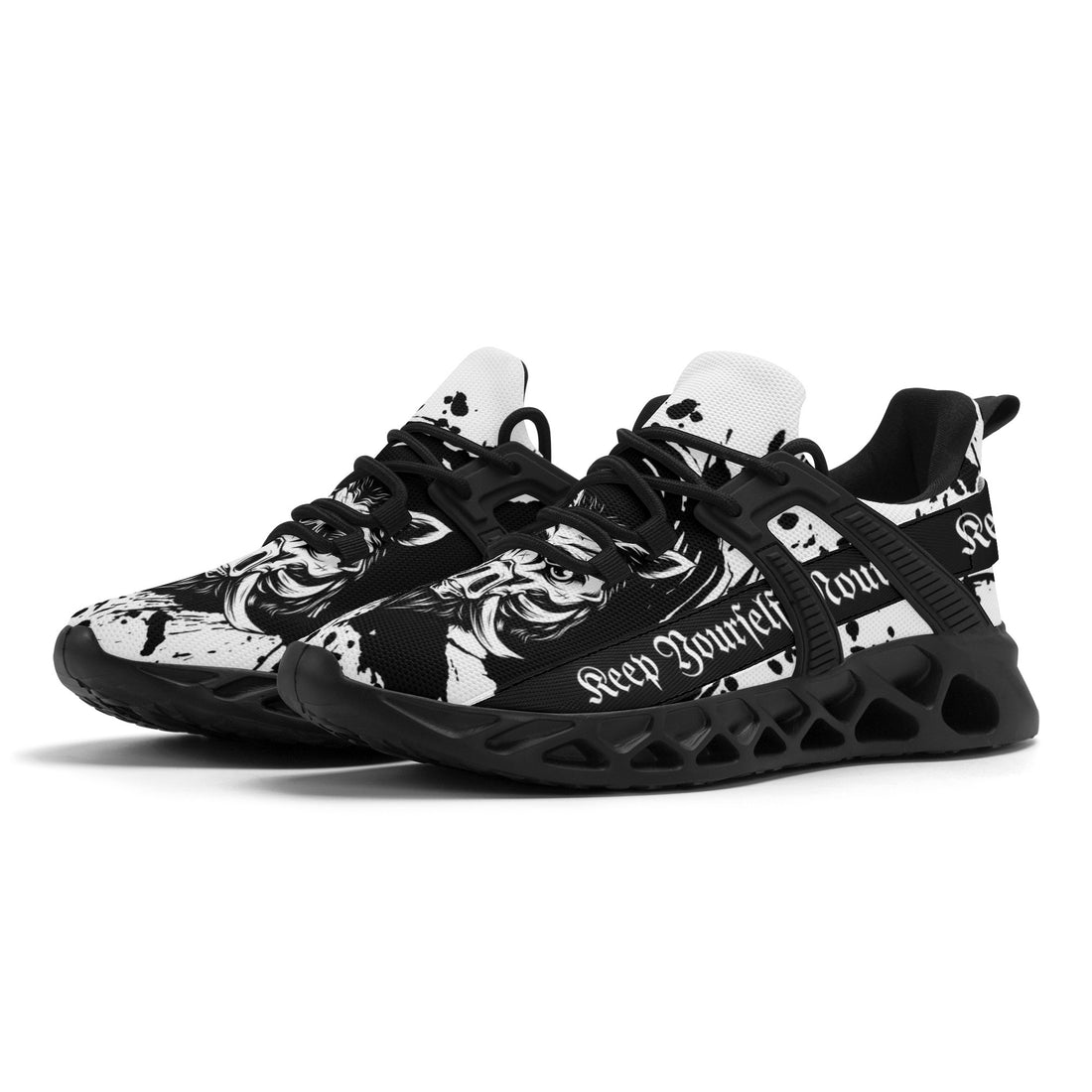 Mens New Elastic Sport Sneakers Black and White Home-clothes-jewelry